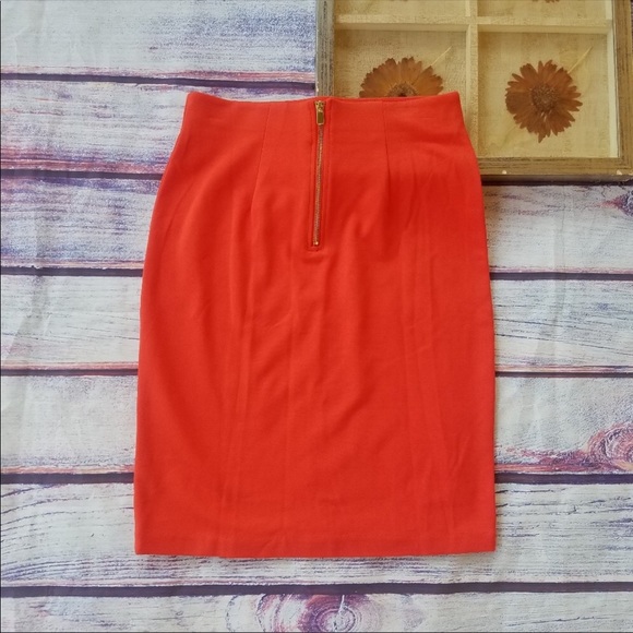 Philosophy Red Orange Solid Ponte Pencil Skirt - Picture 3 of 7
